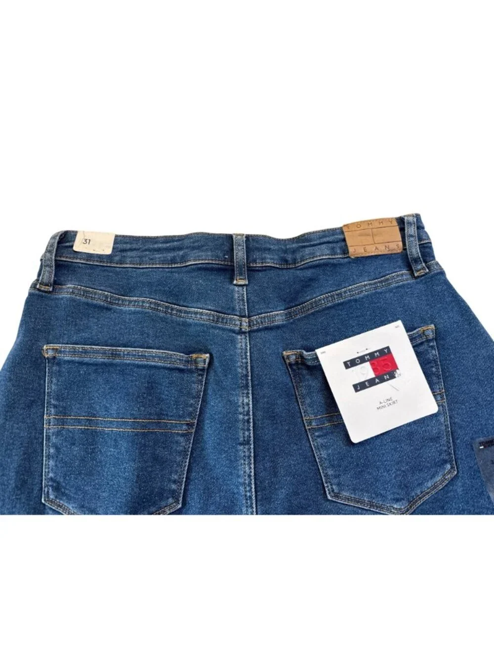 TOMMY JEANS Seam Detail Mini Skirt~Size 31~Denim Medium Wash NWT L17 10